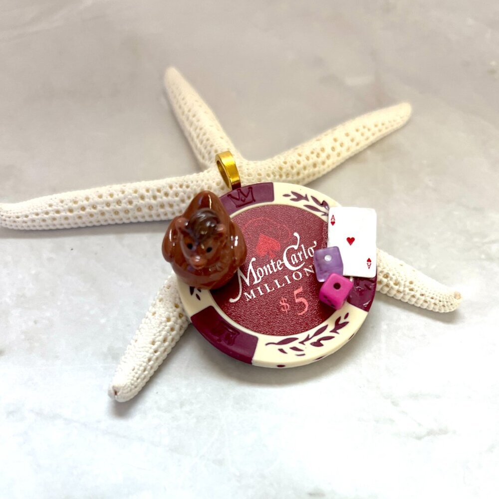 Horse Poker Chip Pendant - Lucky Animal Charm Necklace - Miniature Collector